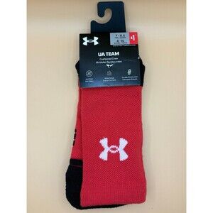 1 Pair Under Armour MD UA Team Crew Socks‎ Men Sz Men 7-8.5 Women 6-10 Red